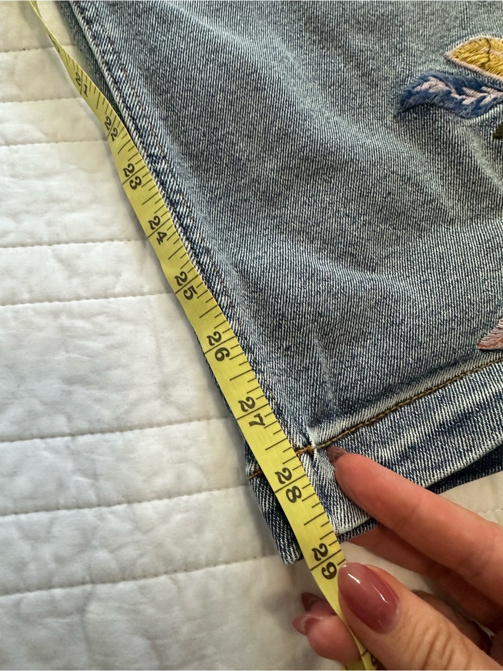 Free People Driftwood Embroidered Floral Denim Overalls XL Cropped Wide Leg Boho - Picture 9 of 9